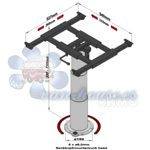Mesa Elevadora de Columna Simple (355-730 mm, altura 355 mm, carrera 375 mm)